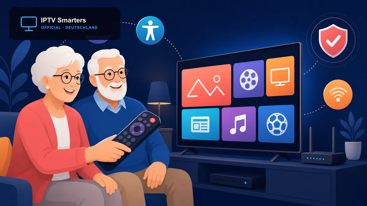 IPTV für Senioren mit einfacher Fernbedienung und übersichtlichem Fernseher