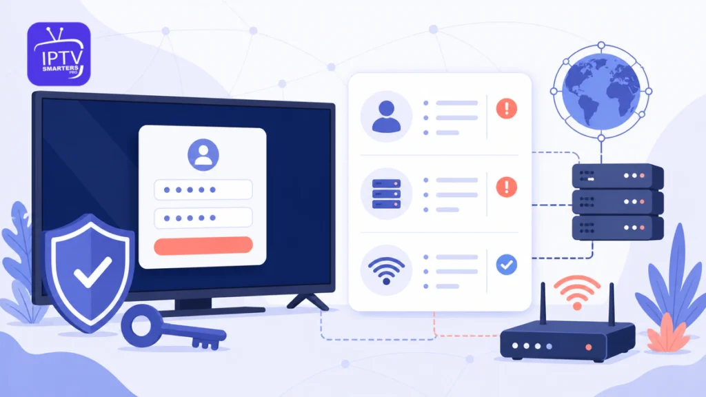 IPTV Smarters Pro Login-Fehler mit sicherer Anmeldung, Server, Router und Prüfliste