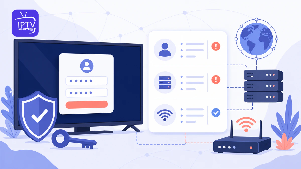 IPTV Smarters Pro Login-Fehler mit sicherer Anmeldung, Server, Router und Prüfliste