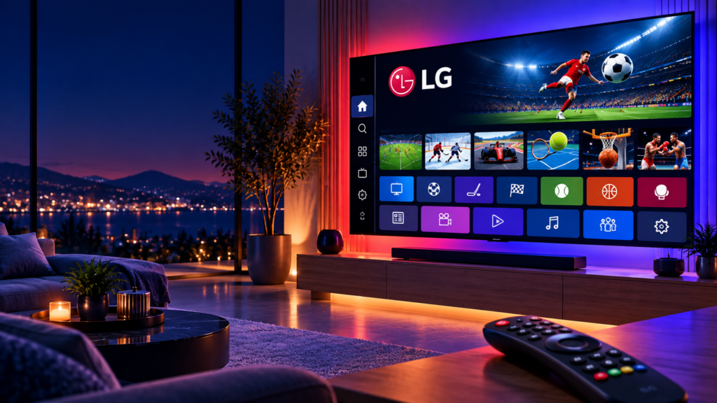 IPTV Smarters Pro auf einem LG Smart TV im Wohnzimmer